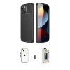 MARSİLYAN™- iPhone 14 Kılıf Eksen Form Prime - Siyah Bilvis Hayalet Cam Ekran Koruyucu + Shine Kamera Lens - GS