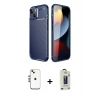 MARSİLYAN™- iPhone 14 Kılıf Eksen Form Prime - Siyah Bilvis Hayalet Cam Ekran Koruyucu + Shine Kamera Lens - GS