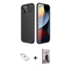 MARSİLYAN™- iPhone 14 Kılıf Eksen Form Prime - Siyah Bilvis Hayalet Cam Ekran Koruyucu + Diamond Kamera Lens - SABE