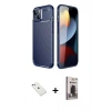 MARSİLYAN™- iPhone 14 Kılıf Eksen Form Prime - Siyah Bilvis Hayalet Cam Ekran Koruyucu + Diamond Kamera Lens - SABE