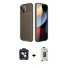 MARSİLYAN™- iPhone 14 Kılıf Eksen Form Prime - Siyah Bilvis Hayalet Cam Ekran Koruyucu + PVD Metal Kamera Lens - SH