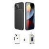 MARSİLYAN™- iPhone 14 Kılıf Eksen Form Prime - Siyah Bilvis Hayalet Cam Ekran Koruyucu + Shine Kamera Lens - SH