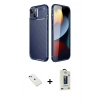 MARSİLYAN™- iPhone 14 Kılıf Eksen Form Prime - Siyah Bilvis Hayalet Cam Ekran Koruyucu + Diamond Kamera Lens - YL