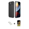 MARSİLYAN™- iPhone 14 Kılıf Eksen Form Prime - Siyah Buffer Cam Ekran Koruyucu + Diamond Kamera Lens - PE