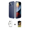MARSİLYAN™- iPhone 14 Kılıf Eksen Form Prime - Siyah Buffer Cam Ekran Koruyucu + Shine Kamera Lens - GI