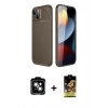 MARSİLYAN™- iPhone 14 Kılıf Eksen Form Prime - Siyah Buffer Cam Ekran Koruyucu + PVD Metal Kamera Lens - TU