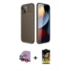 MARSİLYAN™- iPhone 14 Kılıf Eksen Form Prime - Siyah Buffer Cam Ekran Koruyucu + Raze Metal Kamera Lens - KI