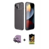 MARSİLYAN™- iPhone 14 Kılıf Eksen Form Prime - Siyah Buffer Cam Ekran Koruyucu + Raze Metal Kamera Lens - SH