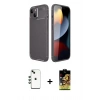 MARSİLYAN™- iPhone 14 Kılıf Eksen Form Prime - Siyah Buffer Cam Ekran Koruyucu + Shine Kamera Lens - YL