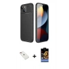 MARSİLYAN™- iPhone 14 Kılıf Eksen Form Prime - Siyah Buffer Hayalet Cam Ekran Koruyucu + Diamond Kamera Lens - KI