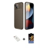 MARSİLYAN™- iPhone 14 Kılıf Eksen Form Prime - Siyah Buffer Hayalet Cam Ekran Koruyucu + Diamond Kamera Lens - KI
