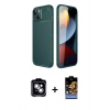 MARSİLYAN™- iPhone 14 Kılıf Eksen Form Prime - Siyah Buffer Hayalet Cam Ekran Koruyucu + Gümüş PVD Metal Kamera Lens