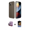 MARSİLYAN™- iPhone 14 Kılıf Eksen Form Prime - Siyah Buffer Hayalet Cam Ekran Koruyucu + Raze Metal Kamera Lens - KI