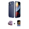 MARSİLYAN™- iPhone 14 Kılıf Eksen Form Prime - Siyah Buffer Hayalet Cam Ekran Koruyucu + Raze Metal Kamera Lens - KI