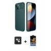 MARSİLYAN™- iPhone 14 Kılıf Eksen Form Prime - Siyah Buffer Hayalet Cam Ekran Koruyucu + PVD Metal Kamera Lens - PE
