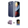 MARSİLYAN™- iPhone 14 Kılıf Eksen Form Prime - Siyah Buffer Hayalet Cam Ekran Koruyucu + Raze Metal Kamera Lens - MR