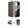 MARSİLYAN™- iPhone 14 Kılıf Eksen Form Prime - Siyah Buffer Hayalet Cam Ekran Koruyucu + Raze Metal Kamera Lens - SH
