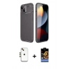 MARSİLYAN™- iPhone 14 Kılıf Eksen Form Prime - Siyah Buffer Hayalet Cam Ekran Koruyucu + Shine Kamera Lens - GD