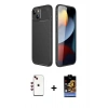 MARSİLYAN™- iPhone 14 Kılıf Eksen Form Prime - Siyah Buffer Hayalet Cam Ekran Koruyucu + Shine Kamera Lens - KI