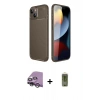 MARSİLYAN™- iPhone 14 Kılıf Eksen Form Prime - Siyah Joko Magic 5D Hayalet Cam + Gümüş Raze Metal Kamera Lens