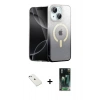 MARSİLYAN™- iPhone 14 Kılıf Eksen Minimal Özel Seri - Şeffaf 360 Full Body Arka Koruyucu + Diamond Kamera Lens - SABE
