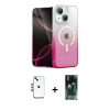 MARSİLYAN™- iPhone 14 Kılıf Eksen Minimal Özel Seri - Şeffaf 360 Full Body Arka Koruyucu + Mavi Shine Kamera Lens