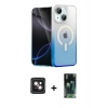 MARSİLYAN™- iPhone 14 Kılıf Eksen Minimal Özel Seri - Şeffaf 360 Full Body Arka Koruyucu + PVD Metal Kamera Lens - PE