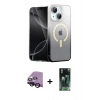 MARSİLYAN™- iPhone 14 Kılıf Eksen Minimal Özel Seri - Şeffaf 360 Full Body Arka Koruyucu + Raze Metal Kamera Lens - SH