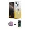 MARSİLYAN™- iPhone 14 Kılıf Eksen Minimal Özel Seri - Şeffaf 360 Full Body Arka Koruyucu + Raze Metal Kamera Lens - MR