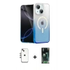 MARSİLYAN™- iPhone 14 Kılıf Eksen Minimal Özel Seri - Şeffaf 360 Full Body Arka Koruyucu + Shine Kamera Lens - GI