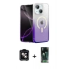 MARSİLYAN™- iPhone 14 Kılıf Eksen Minimal Özel Seri - Şeffaf 360 Full Body Arka Koruyucu + PVD Metal Kamera Lens - TU