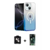 MARSİLYAN™- iPhone 14 Kılıf Eksen Minimal Özel Seri - Şeffaf 360 Full Body Arka Koruyucu + PVD Metal Kamera Lens - TU
