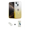 MARSİLYAN™- iPhone 14 Kılıf Eksen Minimal Özel Seri - Şeffaf Pasifik Cam Ekran Koruyucu + Diamond Kamera Lens - YL