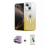 MARSİLYAN™- iPhone 14 Kılıf Eksen Minimal Özel Seri - Şeffaf Pasifik Cam Ekran Koruyucu + Raze Metal Kamera Lens - MR