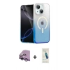 MARSİLYAN™- iPhone 14 Kılıf Eksen Minimal Özel Seri - Şeffaf Pasifik Cam Ekran Koruyucu + Raze Metal Kamera Lens - MR