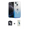 MARSİLYAN™- iPhone 14 Kılıf Eksen Minimal Özel Seri - Şeffaf Pasifik Cam Ekran Koruyucu + PVD Metal Kamera Lens - SH