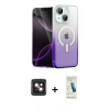 MARSİLYAN™- iPhone 14 Kılıf Eksen Minimal Özel Seri - Şeffaf Pasifik Cam Ekran Koruyucu + PVD Metal Kamera Lens - PE