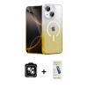 MARSİLYAN™- iPhone 14 Kılıf Eksen Minimal Özel Seri - Şeffaf Pasifik Cam Ekran Koruyucu + PVD Metal Kamera Lens - YL