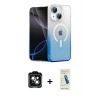 MARSİLYAN™- iPhone 14 Kılıf Eksen Minimal Özel Seri - Şeffaf Pasifik Cam Ekran Koruyucu + PVD Metal Kamera Lens - YL