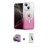 MARSİLYAN™- iPhone 14 Kılıf Eksen Minimal Özel Seri - Şeffaf Pasifik Cam Ekran Koruyucu + Raze Metal Kamera Lens - SH