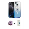 MARSİLYAN™- iPhone 14 Kılıf Eksen Minimal Özel Seri - Şeffaf Pasifik Cam Ekran Koruyucu + Raze Metal Kamera Lens - KI