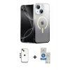 MARSİLYAN™- iPhone 14 Kılıf Eksen Minimal Özel Seri - Şeffaf Royal Nano Ekran Koruyucu + Shine Kamera Lens - GD