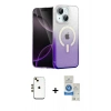 MARSİLYAN™- iPhone 14 Kılıf Eksen Minimal Özel Seri - Şeffaf Royal Nano Ekran Koruyucu + Shine Kamera Lens - GD
