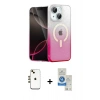 MARSİLYAN™- iPhone 14 Kılıf Eksen Minimal Özel Seri - Şeffaf Royal Nano Ekran Koruyucu + Shine Kamera Lens - GD