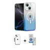 MARSİLYAN™- iPhone 14 Kılıf Eksen Minimal Özel Seri - Şeffaf Royal Nano Ekran Koruyucu + Shine Kamera Lens - GD
