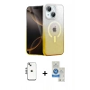 MARSİLYAN™- iPhone 14 Kılıf Eksen Minimal Özel Seri - Şeffaf Royal Nano Ekran Koruyucu + Shine Kamera Lens - GS