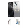 MARSİLYAN™- iPhone 14 Kılıf Eksen Minimal Özel Seri - Şeffaf Royal Nano Ekran Koruyucu + Shine Kamera Lens - KI