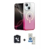 MARSİLYAN™- iPhone 14 Kılıf Eksen Minimal Özel Seri - Şeffaf Royal Nano Ekran Koruyucu + PVD Metal Kamera Lens - SH