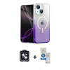 MARSİLYAN™- iPhone 14 Kılıf Eksen Minimal Özel Seri - Şeffaf Royal Nano Ekran Koruyucu + PVD Metal Kamera Lens - SH