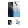MARSİLYAN™- iPhone 14 Kılıf Eksen Minimal Özel Seri - Şeffaf Royal Nano Ekran Koruyucu + PVD Metal Kamera Lens - SH